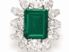 The Emerald and Diamond  Pendant Brooch:  By Bulgari, , the 23.46-carat rectangular-cut Colombian emerald jewel that was a gift from Richard Burton to Elizabeth Taylor on the occasion of their engagement in 1962, sold for $6,578,500 – setting both a new record price-per-carat for an emerald and a new record for any emerald jewel  at auction.
