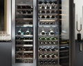 A wine refrigerator offers storage while looking chic and clean