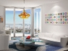 Floor-to-ceiling windows let light into Karim Rashid\'s ultra modern high-rise project, My Brickell in Miami.