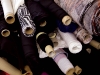 Spools of fabric embellish the backroom of Matis’s spacious studio