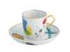 The Caribe collection pitcher, coffee cup and saucer with gold and platinum outlines