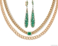 6. Gold Emerald & Diamond Necklace and Earrings