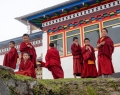 Novice monks at Chiwong Monastery, perched on a cliff at an altitude of 2,900 meters, Solu Khumbu, Eastern Nepal | Photo By Ruba Rahim