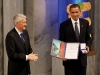 Nobel Committee Chairman Thorbjorn Jagland presents President Barack Obama with the Nobel Prize medal and diploma during the Nobel Peace Prize ceremony in Raadhuset Main Hall at Oslo City Hall in Oslo, Norway, Dec. 10, 2009.