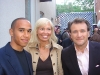 Venture capitalist Robert Herjavec with wife Diane Plese, and British Formula One racing driver, Lewis Hamilton.