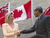 Hilary M. Weston shakes hands with Michael Lee-Chin.